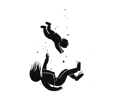 یک تصویر از یک مادر و کودک در سقوط آزاد