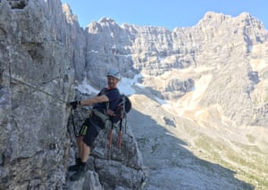 On via ferrata Alfonso Vandelli, minutes after leaving Rifugio Vandelli