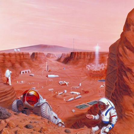 Artist’s concept of possible colonies on future Mars missions.