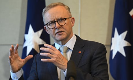 Australian Prime Minister Anthony Albanese speaks to the media during a press conference ahead of the Nato Leaders’ Summit in Madrid, Spain