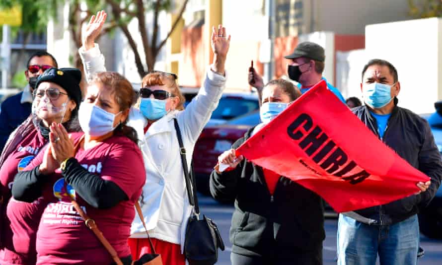 Activists listen to speeches at an immigration campaign rally in Los Angeles last month.