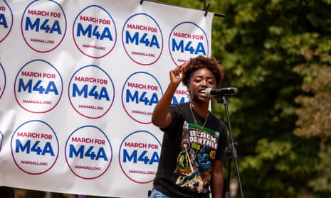 A Medicare for All rally in Washington in July. The examination insurers faced last year after reporting such high profits has largely faded away.