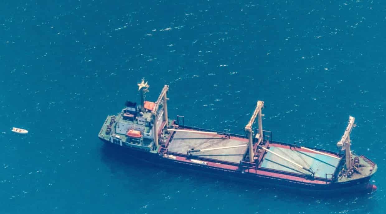 The MV Sward, a cement carrier, on the sea