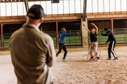 Rehearsal at McCabe Ranch for TACTICAL parallax by Matthew Barney