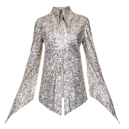 Sequin shirt with flared sleeves