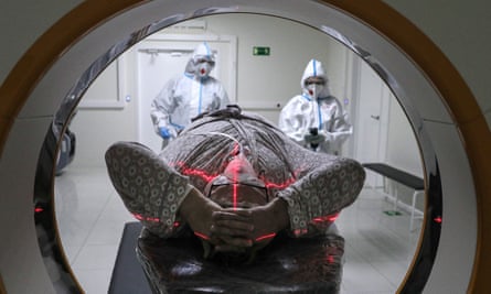 A patient undergoing MRI scanning in Moscow.