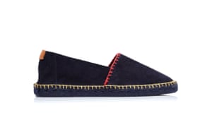 navy espadrille with red top stitching