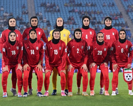 Iran players before a Women’s Asian Cup match on Sunday