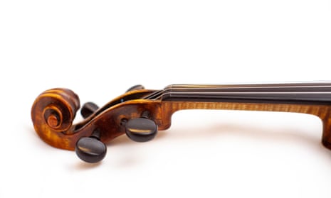 Detail violin made by Carlo Giuseppe Testore in 1721, now owned by David Harrington of Kronos Quartet.