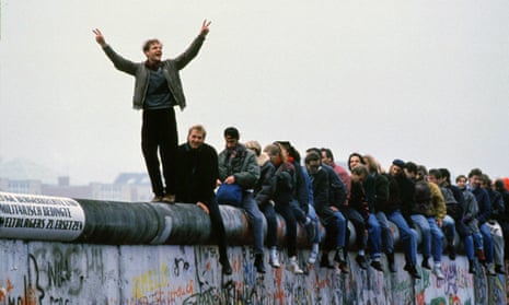 West Germans celebrate the fall of the Berlin wall, November 1989
