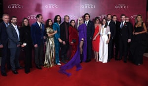 Say formaggio … cast and members including Salma Hayek, Jared Leto, Jeremy Irons, Lady Gaga, Adam Driver, Camille Cottin, Jack Huston and Mădălina Ghenea before the premiere of the new true crime thriller