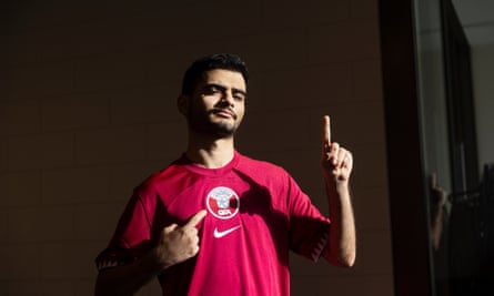 England’s united nations of football: 32 teams, one World Cup – and a lot of excited kids | World Cup 2022 26 Ali Khalid Al-Mawlawi wearing a Qatar shirt
