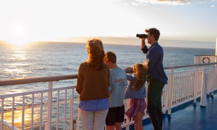 Family enjoying the view from the deck