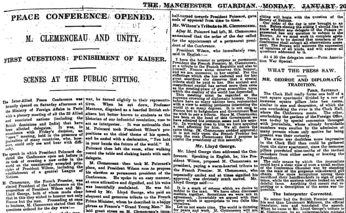 The Paris Peace Conference Begins Archive January 1919 First World War The Guardian The Paris Peace Conference Begins Archive January 1919 First World War The Guardian