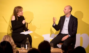 Guardian and Aldermore event, The Disruptors. Held at The Bike Shed in Shoreditch, east London. 1 February 2018. (l-r) Chair Rita Clifton and Adam Lauffer, CFO of Doddle