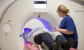 A patient is prepared for a CT scan at the Royal Papworth Hospital in Cambridge. 