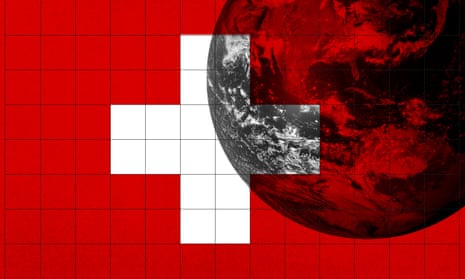 Swiss flag globe illustration