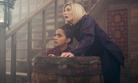 Barrel of laughs … Gill with Jodie Whittaker in Doctor Who.