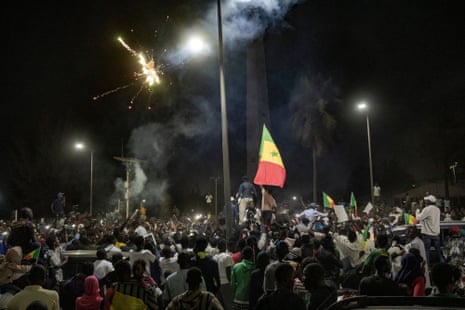 Supporters at a rally for Bassirou Diomaye Faye and Ousmane Sonko, in Dakar, Senegal