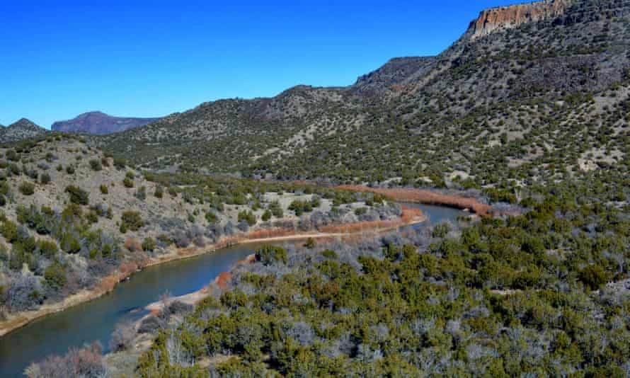 A 2015 photo provided by Cynthia Meachum shows an areal view of the area of a search of treasure hunter Randy Bilyeu, who went missing along Rio Grande in northern New Mexico.