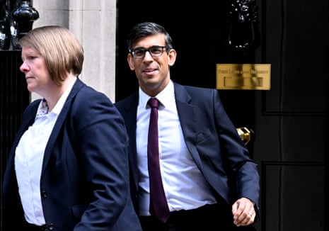 Rishi Sunak leaving No 10 earlier for PMQs.