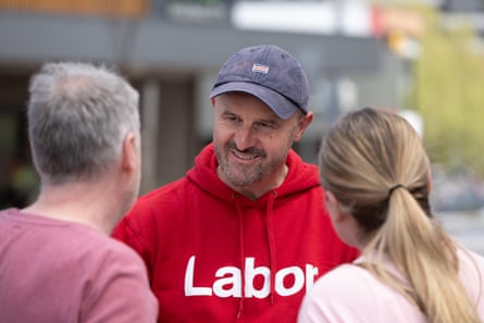 ACT chief minister Andrew Barr on the election campaign trail in Canberra.