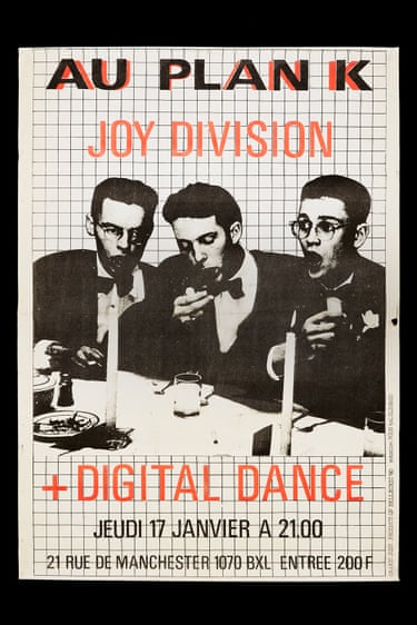 Joy Division + Digital Dance, poster, Plan K, Brussels, 1980, screen print by Jocelyn CosterIn January 1980, Joy Division played at Plan K, a five-storey former sugar refinery where, invited by Annik Honoré and Michel Duval of Les Disques du Crèpuscule, the band had first perfomed their anthemic song, Love Will Tear Us Apart, the year before. After the tragic death of their lead singer, Ian Curtis, on 18 May 1980, the band reformed as New Order, taking their name from an article in The Guardian on ‘The People’s New Order of Kampuchean Rebels’.
