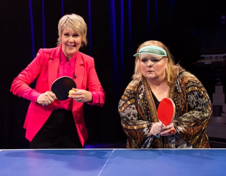 Provided footage of Fran Kelly and Magda Szubanski on the set of Frankly. Sidney. Australia.