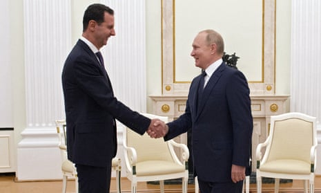 Bashar al-Assad and Vladimir Putin in Moscow in 2021.