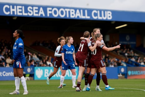 Kirsty Hanson of Aston Villa reacts after scoring her team's third goal.