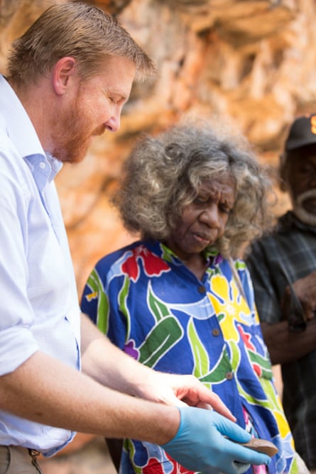 Clarkson and traditional owner Nango at the dig.