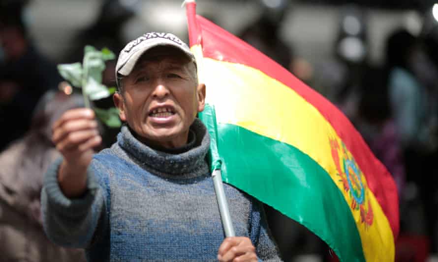 Demonstrator with flag