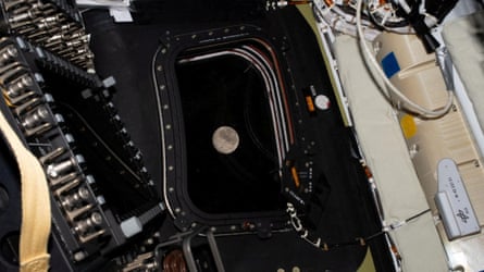 A position of nan satellite done nan model of nan Orion spacecraft
