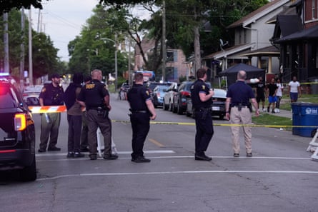 police officers block off a road