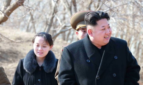 Kim Jong-un pictured with his sister Yo-jong in 2015. She is thought to have helped mould his image as a benevolent ‘father of the nation’ figure.