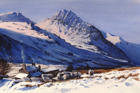 Snowy Snowdonia … Rob Piercy’s painting of Tryfan seen from Tal y Braich