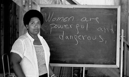 Poet and activist Audre Lorde lectures students at the Atlantic Center for the Arts in Florida, 1983.
