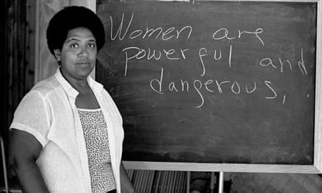 Caribbean-American writer, poet and activist Audre Lorde lectures, pictured in Florida in 1983.