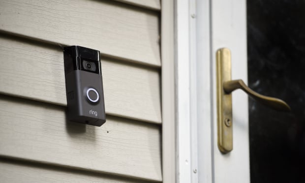 A Ring doorbell camera. A suit against the company contains examples of hackers threatening sexual assault and threatening murder.