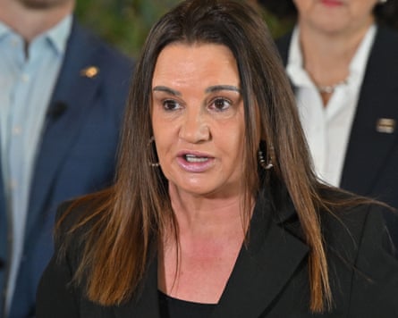 Independent Senator Jacqui Lambie speaking to journalists at Parliament House.