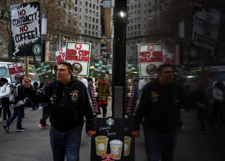People picket outside coffee shop