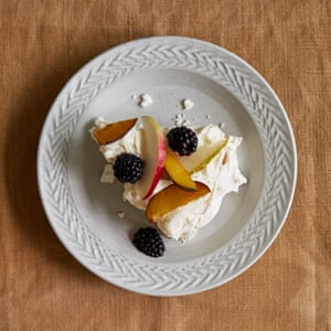 James Rich’s pavlova with apple and vanilla cream.