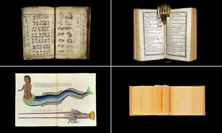 ‘Down the back alleys of history’ … (clockwise from top left) A Manual of Mathematics, La confession coupée, 20 Slices of American Cheese, Poissons, ecrevisses et crabs.