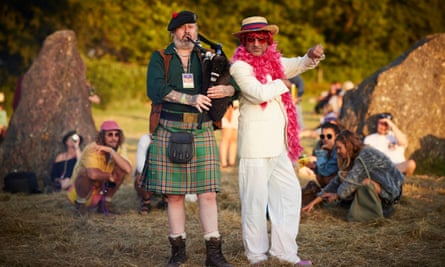 Rich Pelley meets a piper at the Stone Circle, Glastonbury.