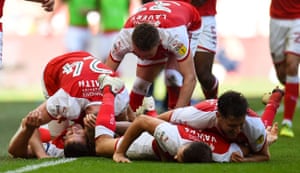 Richard Wood of Rotherham United scores in extra time.
