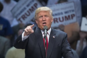 Donald Trump speaks during a campaign stop at the First Niagara Center in Buffalo, New York.