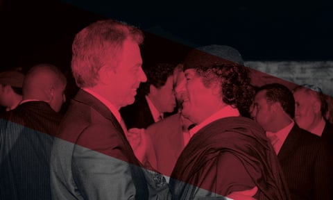 Tony Blair, then UK prime minister, with Muammar Gaddafi after their meeting on 29 May 2007 in Sirte, Libya.