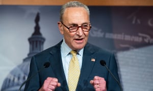 Chuck Schumer speaks at the US Capitol in Washington DC, on 16 June.