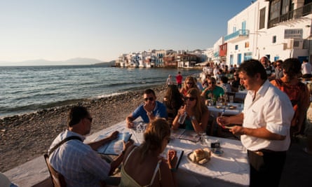 Eating out in Mykonos ... there might be fewer restaurant trips this summer.