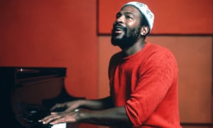 Marvin Gaye plays piano as he records in a studio in circa 1974.